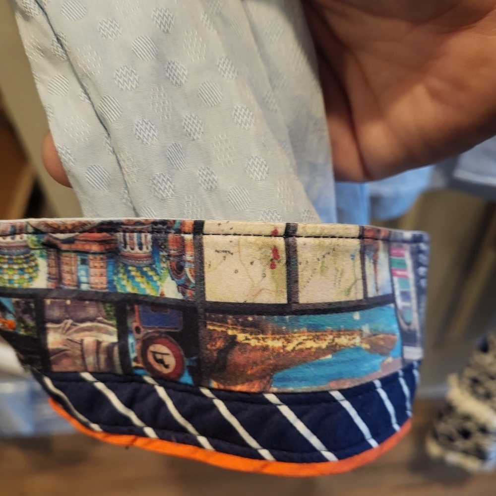 Au Noir Men’s Light Blue Long Sleeve Button Up Flip Cuff Shirt Size 5 (XL) - Picture 9 of 11